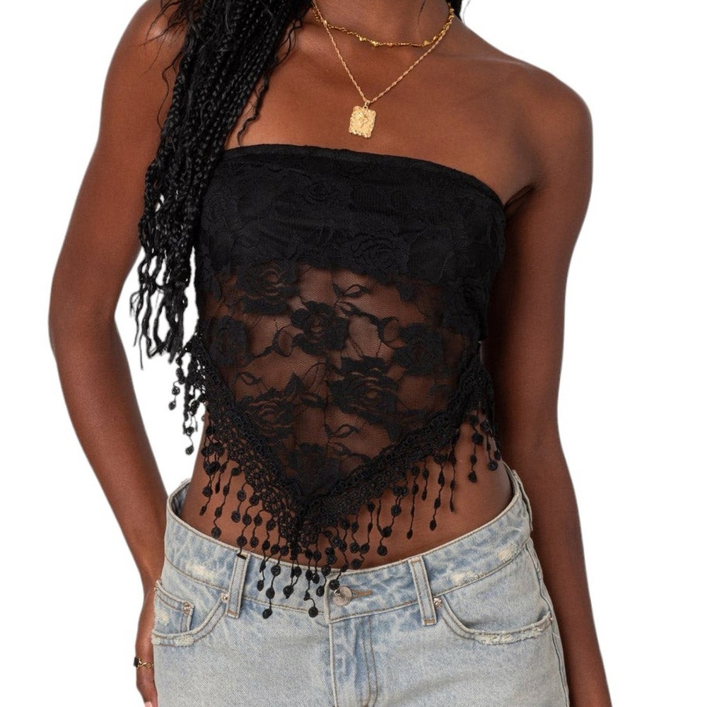 NWT Edikted Black Lace Bandeau Top